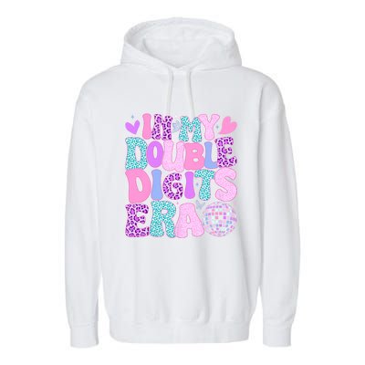 In My Double Digits Era Retro 10 Year Old 10th Birthday Girl Garment-Dyed Fleece Hoodie