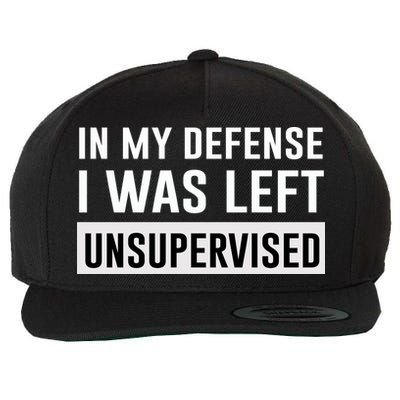 In My Defense I Was Left Unsupervised Wool Snapback Cap
