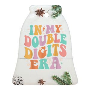 In My Double Digits Era Retro Groovy 10th Birthday Ceramic Bell Ornament