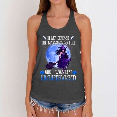 In My Defense, The Moon Was Full And I Was Left Unsupervised Women's Knotted Racerback Tank