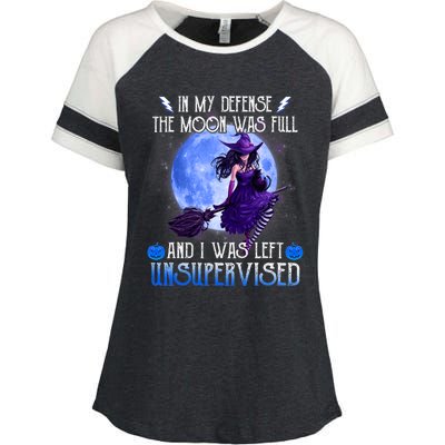 In My Defense, The Moon Was Full And I Was Left Unsupervised Enza Ladies Jersey Colorblock Tee