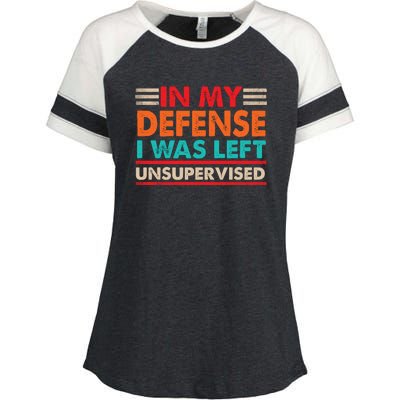 In My Defense I Was Left Unsupervised | Funny Retro Vintage Enza Ladies Jersey Colorblock Tee