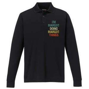 IM Margot Doing Margot Things Personalized First Name Performance Long Sleeve Polo