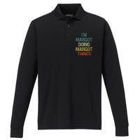 IM Margot Doing Margot Things Personalized First Name Performance Long Sleeve Polo