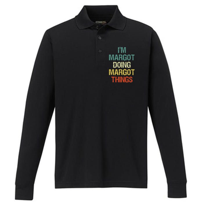 IM Margot Doing Margot Things Personalized First Name Performance Long Sleeve Polo