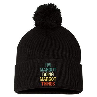 IM Margot Doing Margot Things Personalized First Name Pom Pom 12in Knit Beanie