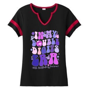 In My Double Digits Era Girls 10th Birthday Ladies Halftime Notch Neck Tee