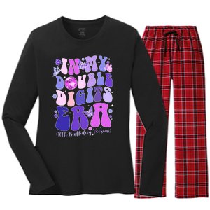 In My Double Digits Era Girls 10th Birthday Women's Long Sleeve Flannel Pajama Set 