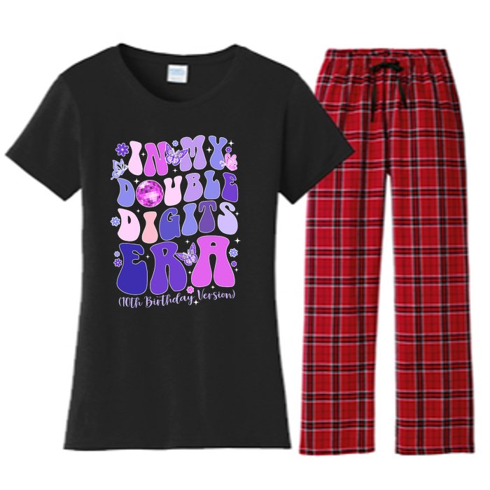 In My Double Digits Era Girls 10th Birthday Women's Flannel Pajama Set