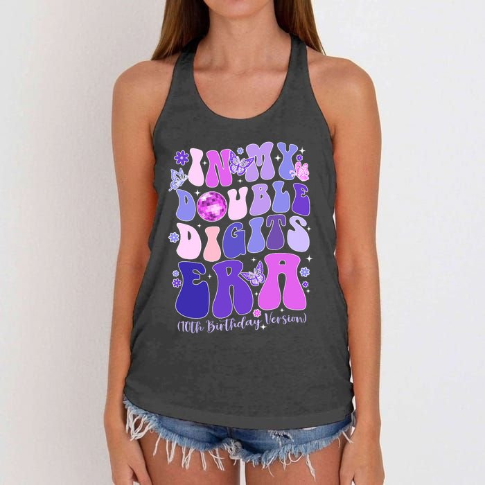 In My Double Digits Era Girls 10th Birthday Women's Knotted Racerback Tank