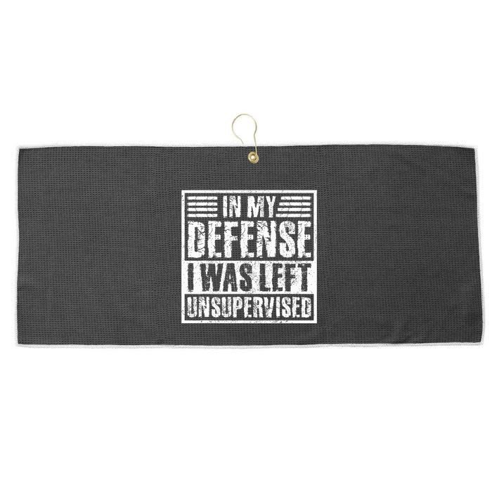 In My Defense I Was Left Unsupervised  Funny Large Microfiber Waffle Golf Towel