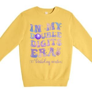 In My Double Digits Era 10th Birthday Version Groovy Retro Premium Crewneck Sweatshirt