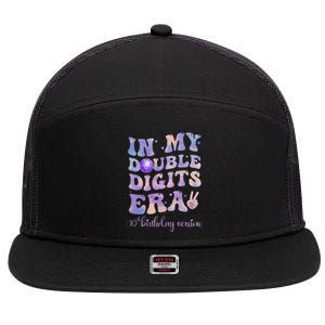 In My Double Digits Era 10th Birthday Version Groovy Retro 7 Panel Mesh Trucker Snapback Hat