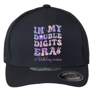 In My Double Digits Era 10th Birthday Version Groovy Retro Flexfit Unipanel Trucker Cap