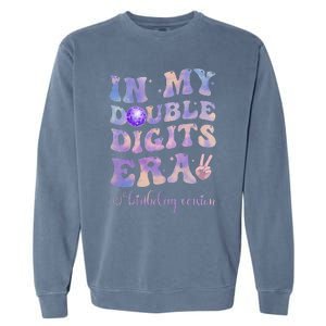 In My Double Digits Era 10th Birthday Version Groovy Retro Garment-Dyed Sweatshirt