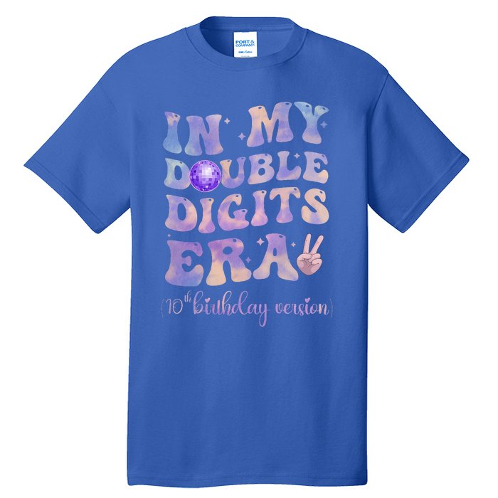 In My Double Digits Era 10th Birthday Version Groovy Retro Tall T-Shirt