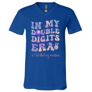 In My Double Digits Era 10th Birthday Version Groovy Retro V-Neck T-Shirt