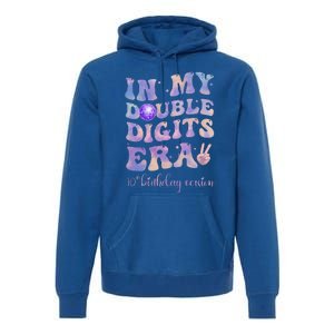 In My Double Digits Era 10th Birthday Version Groovy Retro Premium Hoodie