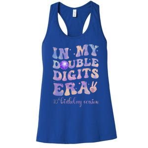 In My Double Digits Era 10th Birthday Version Groovy Retro Women's Racerback Tank