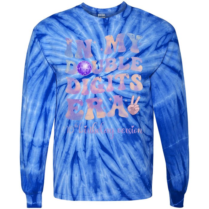 In My Double Digits Era 10th Birthday Version Groovy Retro Tie-Dye Long Sleeve Shirt