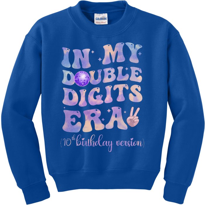 In My Double Digits Era 10th Birthday Version Groovy Retro Kids Sweatshirt