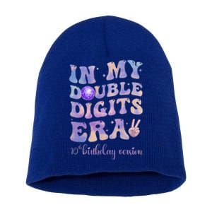 In My Double Digits Era 10th Birthday Version Groovy Retro Short Acrylic Beanie