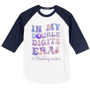 In My Double Digits Era 10th Birthday Version Groovy Retro Baseball Sleeve Shirt