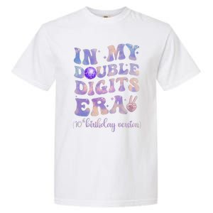 In My Double Digits Era 10th Birthday Version Groovy Retro Garment-Dyed Heavyweight T-Shirt