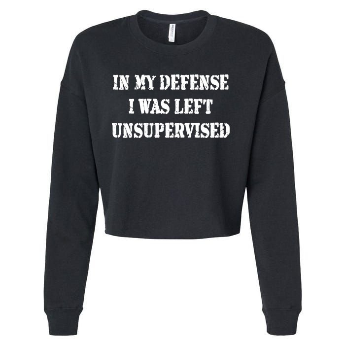 In My Defense I Was Left Unsupervised Cropped Pullover Crew