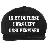 In My Defense I Was Left Unsupervised Wool Snapback Cap