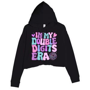 In My Double Digits Era Retro 10 Year Old 10th Birthday Crop Fleece Hoodie