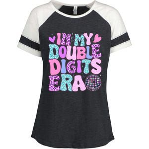 In My Double Digits Era Retro 10 Year Old 10th Birthday Enza Ladies Jersey Colorblock Tee