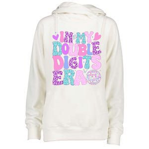 In My Double Digits Era Retro 10 Year Old 10th Birthday Womens Funnel Neck Pullover Hood