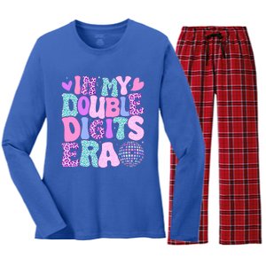 In My Double Digits Era Retro 10 Year Old 10th Birthday Women's Long Sleeve Flannel Pajama Set 