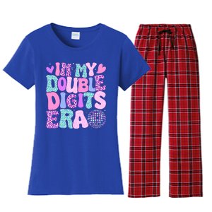 In My Double Digits Era Retro 10 Year Old 10th Birthday Women's Flannel Pajama Set