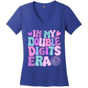 In My Double Digits Era Retro 10 Year Old 10th Birthday Women's V-Neck T-Shirt