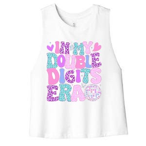 In My Double Digits Era Retro 10 Year Old 10th Birthday Women's Racerback Cropped Tank