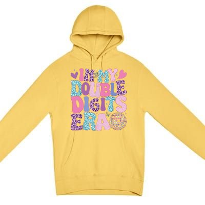 In My Double Digits Era Retro 10 Year Old 10th Birthday Girl Premium Pullover Hoodie