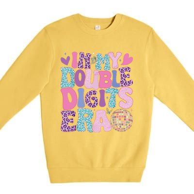 In My Double Digits Era Retro 10 Year Old 10th Birthday Girl Premium Crewneck Sweatshirt