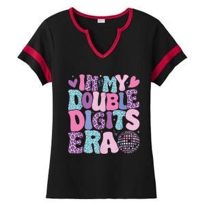 In My Double Digits Era Retro 10 Year Old 10th Birthday Girl Ladies Halftime Notch Neck Tee