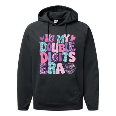 In My Double Digits Era Retro 10 Year Old 10th Birthday Girl Performance Fleece Hoodie