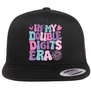 In My Double Digits Era Retro 10 Year Old 10th Birthday Girl Flat Bill Trucker Hat