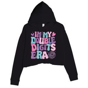 In My Double Digits Era Retro 10 Year Old 10th Birthday Girl Crop Fleece Hoodie