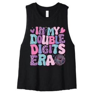 In My Double Digits Era Retro 10 Year Old 10th Birthday Girl Women's Racerback Cropped Tank