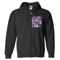 In My Double Digits Era Retro 10 Year Old 10th Birthday Girl Full Zip Hoodie