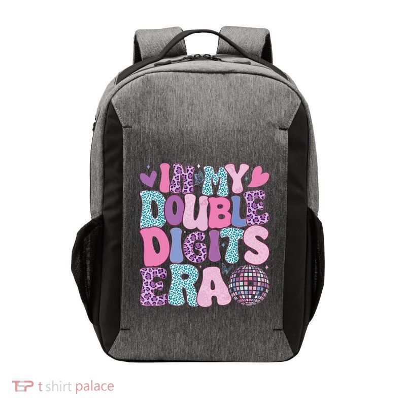 In My Double Digits Era Retro 10 Year Old 10th Birthday Girl Vector Backpack