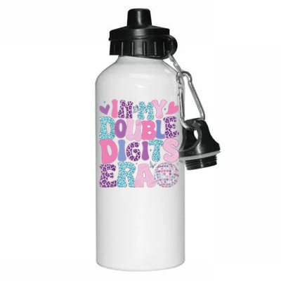 In My Double Digits Era Retro 10 Year Old 10th Birthday Girl Aluminum Water Bottle