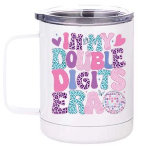 In My Double Digits Era Retro 10 Year Old 10th Birthday Girl 12 oz Stainless Steel Tumbler Cup