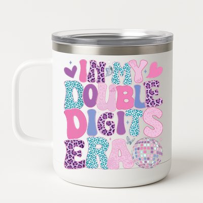 In My Double Digits Era Retro 10 Year Old 10th Birthday Girl 12 oz Stainless Steel Tumbler Cup