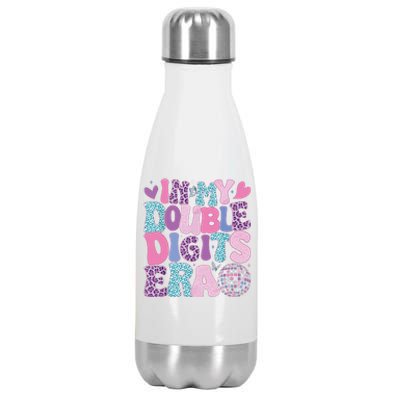 In My Double Digits Era Retro 10 Year Old 10th Birthday Girl Stainless Steel Insulated Water Bottle